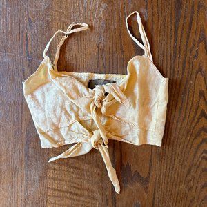 Reformation Yellow Linen Crop Top SIZE S